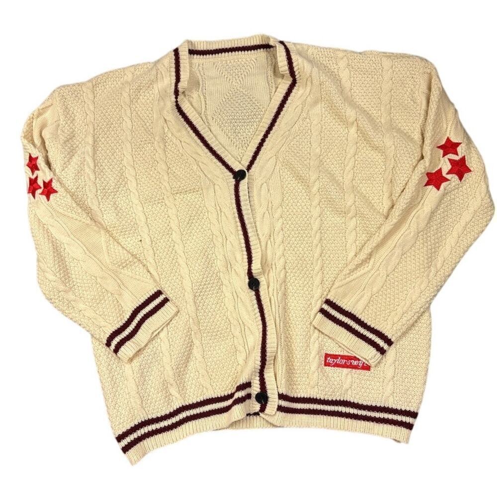 Swiftie Red Taylor's Version Star Cardigan Knit Sweater XL